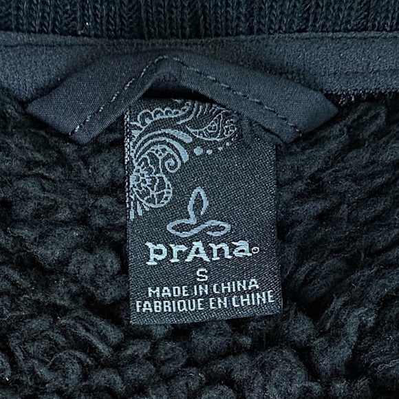 PRANA BLACK DIVA BOMBER JACKET QUILTED SHERPA LINING ZIPPER FRONT POCKETS SMALL - Picture 13 of 13